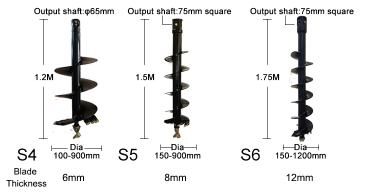 Auger for Post Hole Digger and 12" Rock Auger Fence Tractor Drill Earth Auger