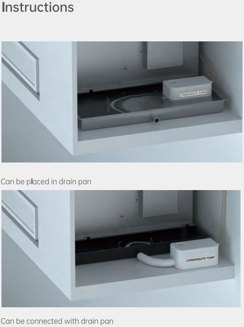 Simple Installation 200ml Wall-Mounted Condensate Pump Built-in Safety Switch PC-50A Electric Power 3 Inlets Option for Home Use