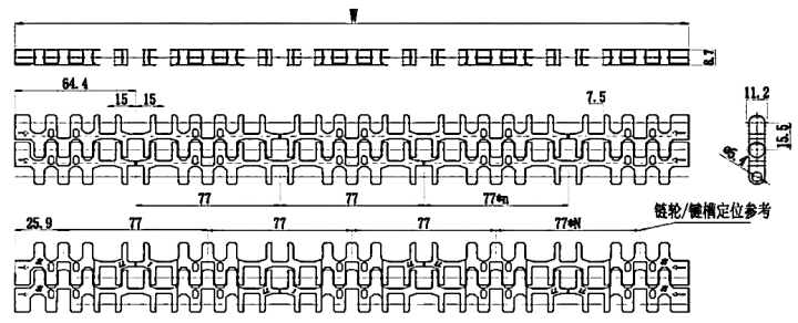 2600 Series 15.5mm Pitch Flat Top Chain Network Plastic Chain for Sale