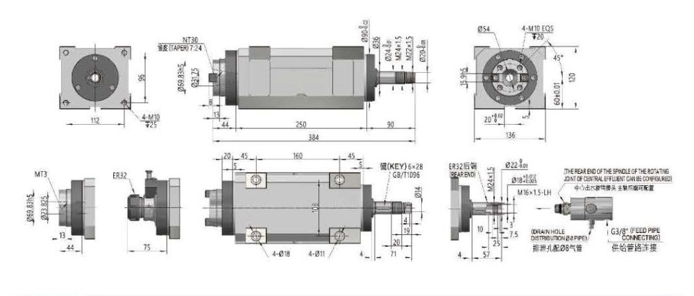 Boring and Milling Head Unit, XT30-1 Model with NT30/MT3/ER32 Spindle, China Manufacturer OEM / ODM