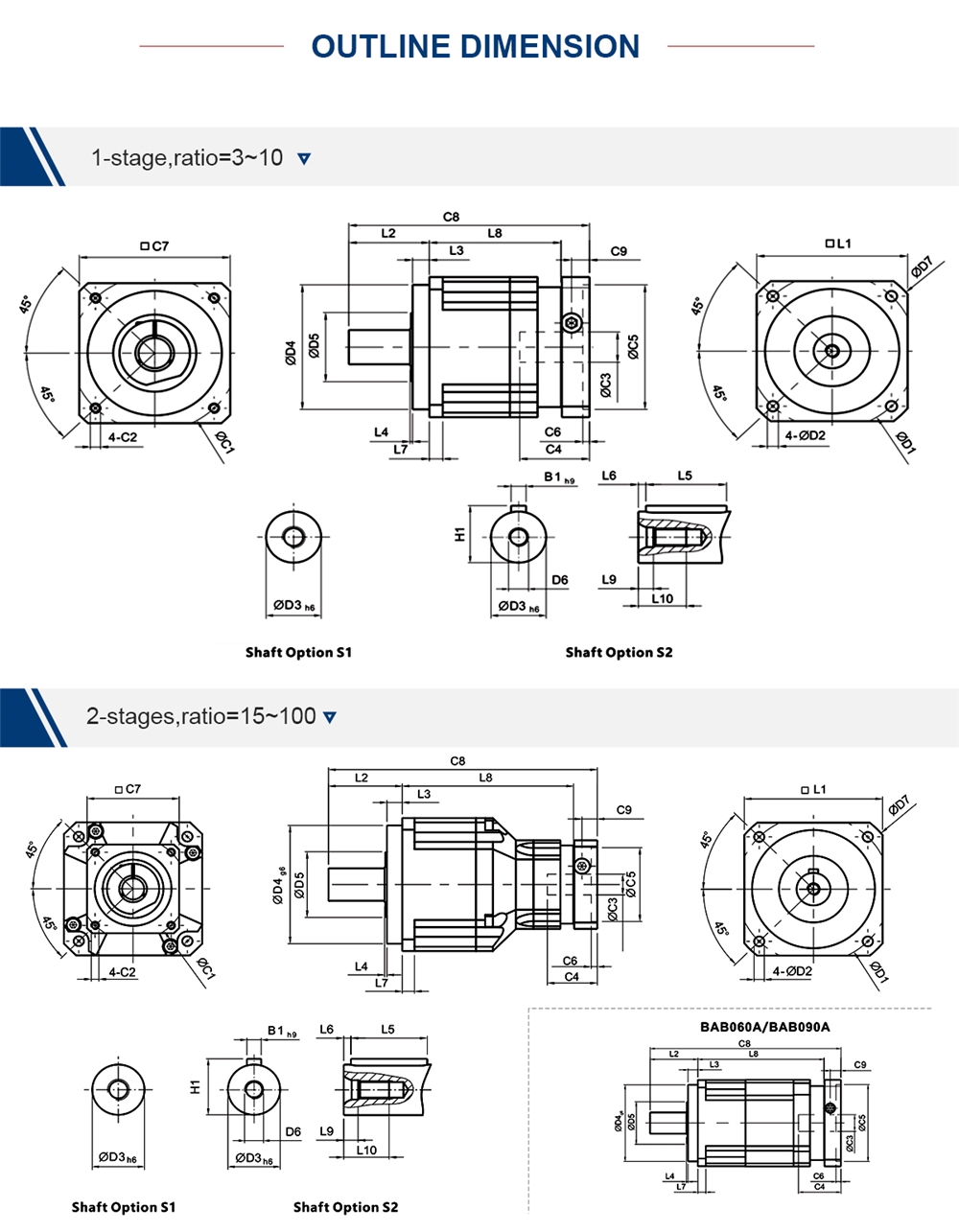 High Precision BAB Series Cast Iron Planetary Gear Reducer Gearbox Low Noise and Low Backlash Customized ODM Speed Reducers
