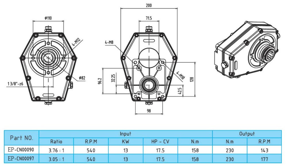 Tractor Gearboxes for PTO Drive Shaft, Agricultural Machines 540 Rpm Input, China Manufacturer OEM / ODM