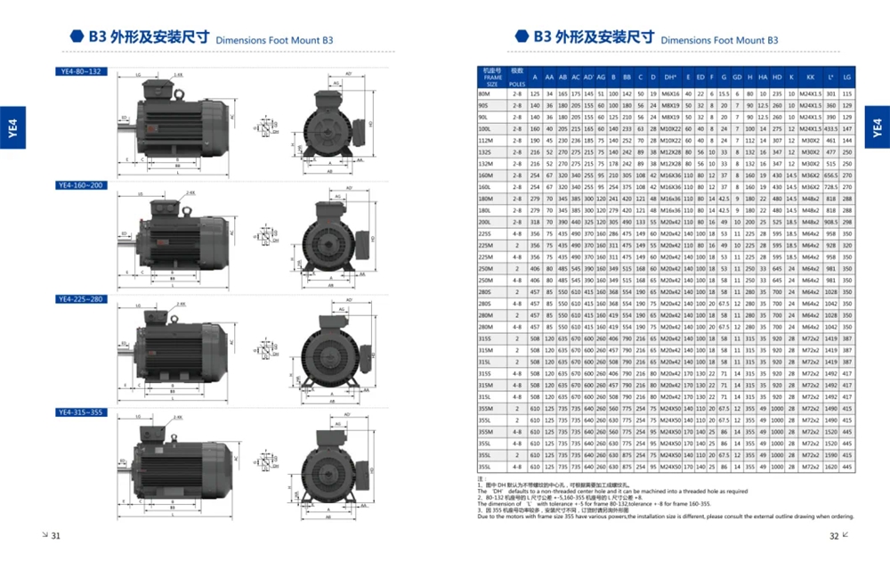 YE4 Series High-Efficiency IE4 Squirrel Cage Three-Phase Induction Motor for Drive Blowers/Compressors