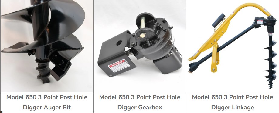 Model 650 3-Point Post Hole Digger with Optional Auger Combos for Fits All Category 1 Tractors