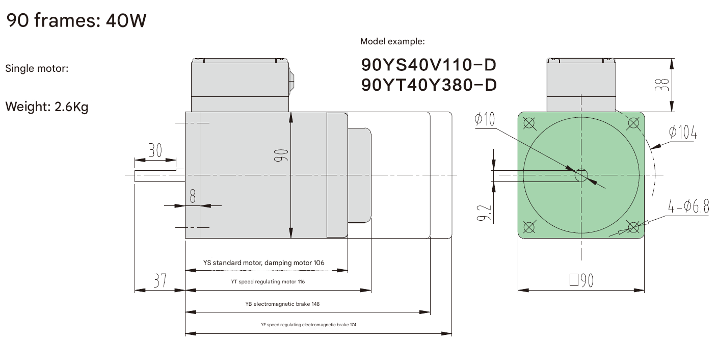 40W Gear Shaft Custom Micro Motor AC Electric Motor 3-phase Micro Reduction Motor with Rectangular Solid Shaft Reducer