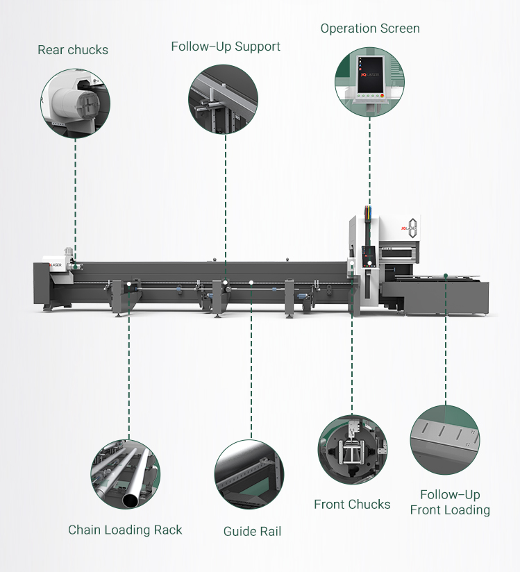 Industry Laser Equipment 165mm Alloy Carbon Steel Iron Tube Pipes Fiber Laser Cutting Machine