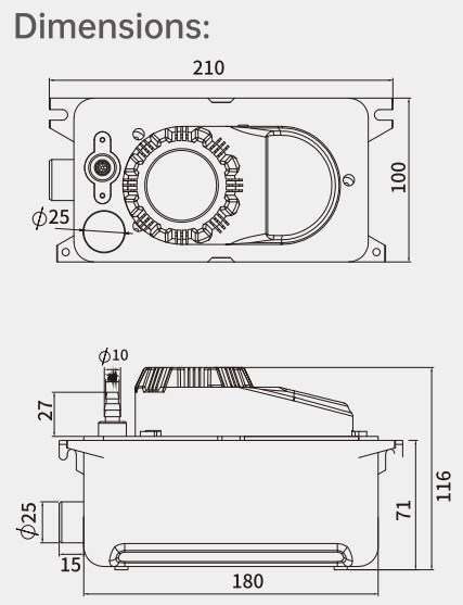 1L 15W PC-250A Condensate Tank Pump Splash-Proof and Dust-Proof Design for Home Air Conditioning Electric Power Source