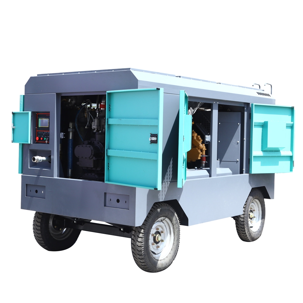 Diesel Engine Driven Portable Rotary Screw Type Air Compressor for Heavy Earth Crawling Machinery
