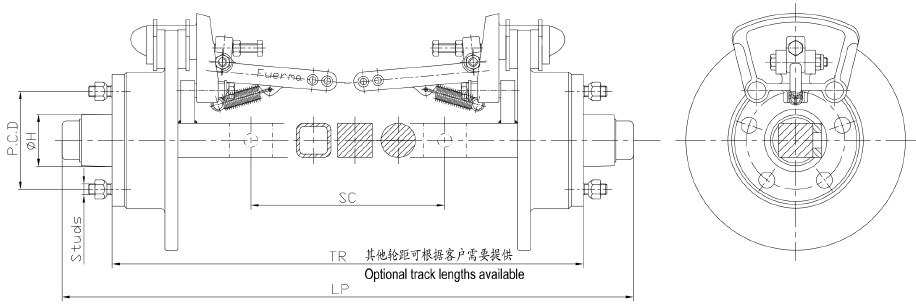 New Condition FAPJ2F5 FAPJ1.5F5 FAPJ1F5 FAPJ0.5F5 Steel Trailer Axle Straight Axle with Disc Brake Series